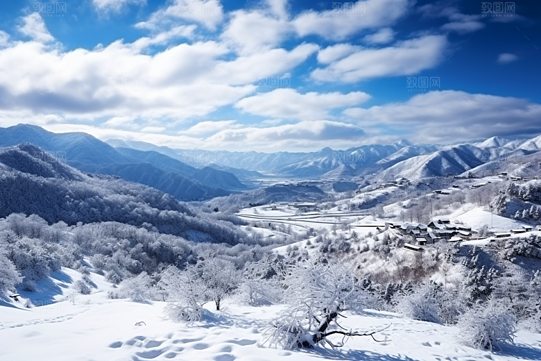 东北雪乡景区大雪素材