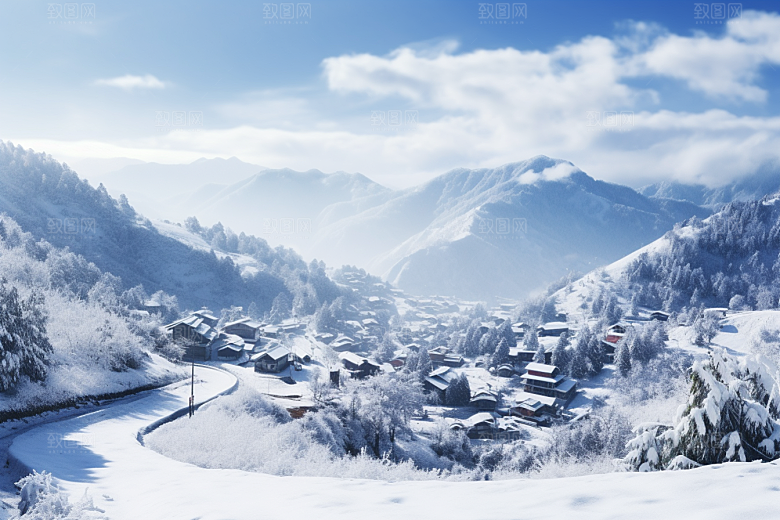 东北雪乡景区雪景素材