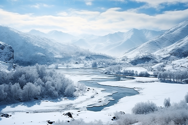 东北雪乡雪景大雪素材