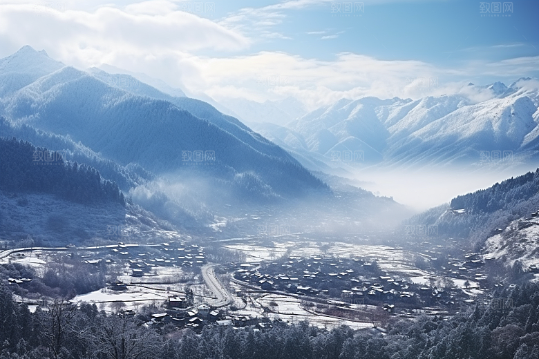 东北雪乡风光雪景素材