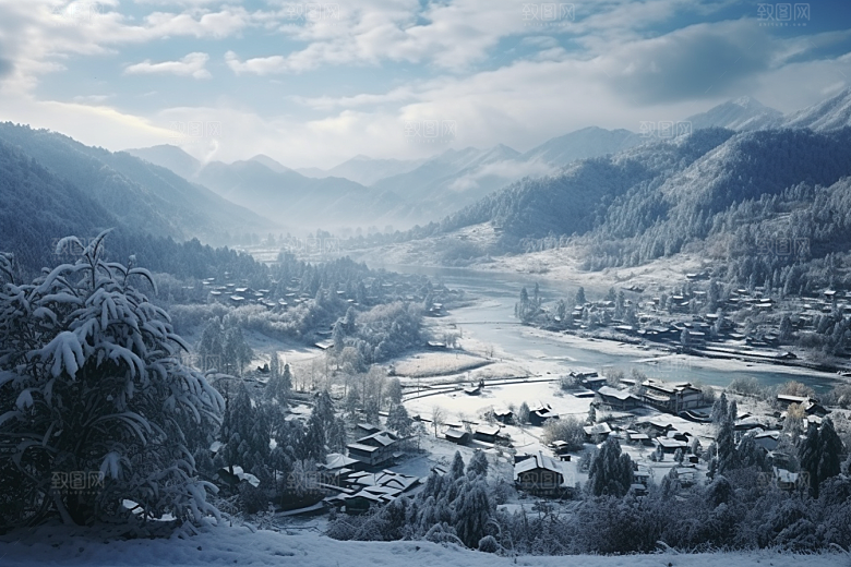 东北雪乡哈尔滨雪景素材
