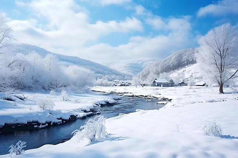 东北雪乡大雪景区素材