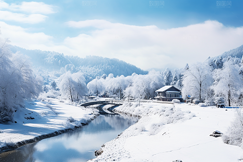 东北雪乡风光旅游素材