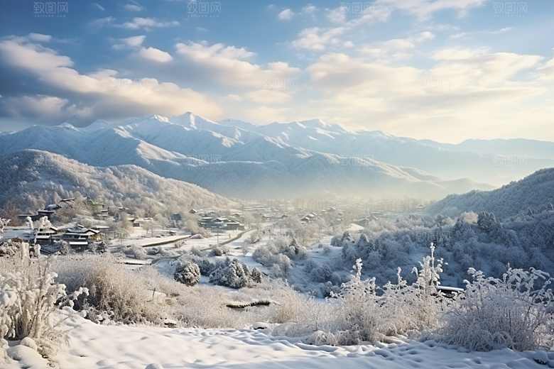 东北雪乡风光大雪素材
