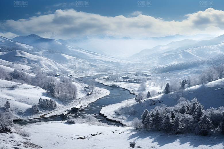 东北雪乡旅游景区素材