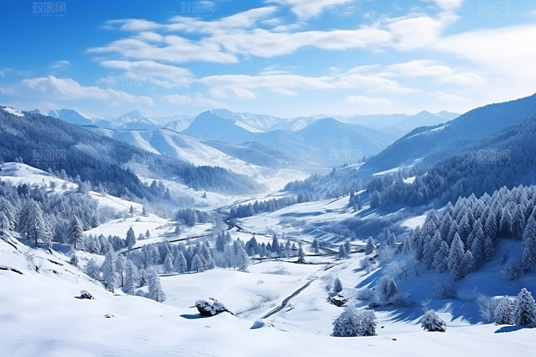 东北雪乡雪景风光素材