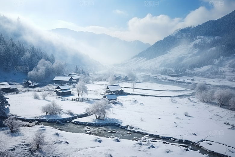 东北雪乡高清哈尔滨素材
