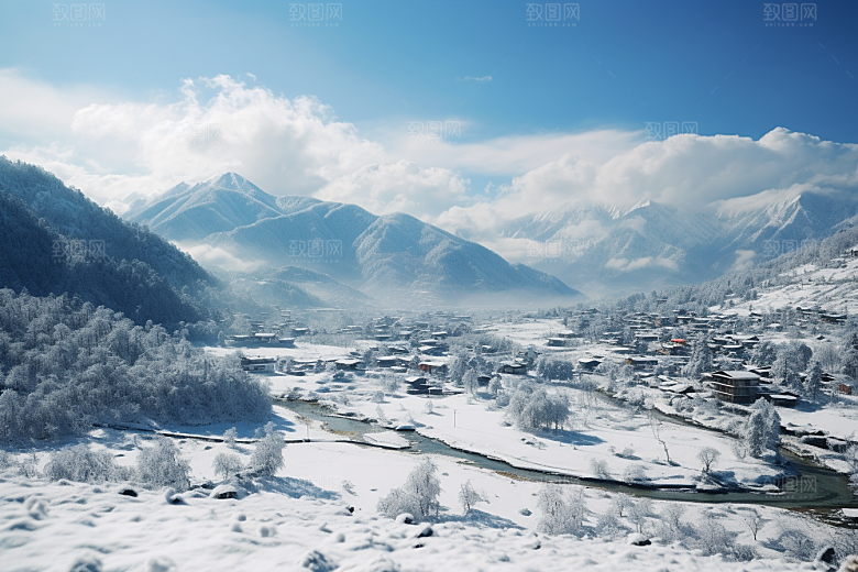 东北雪乡大雪风光素材