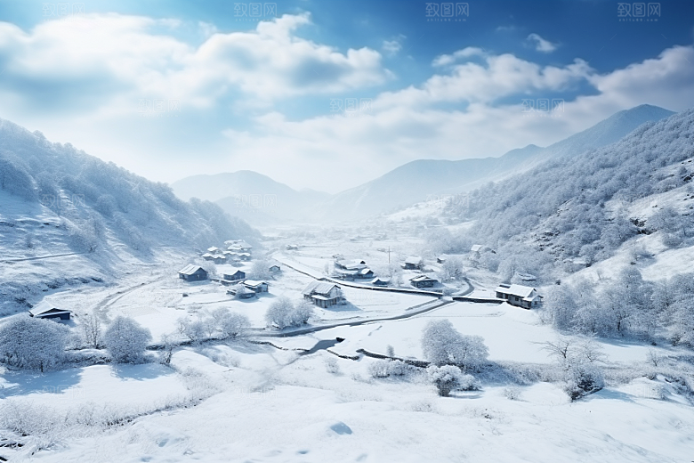 东北雪乡风光旅游素材