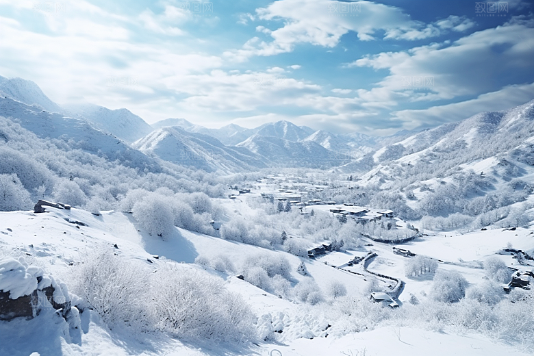 东北雪乡哈尔滨雪景素材