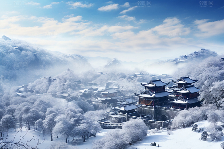 东北雪乡高清北方素材