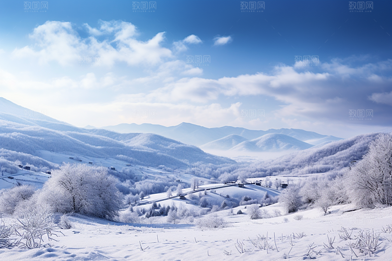 东北雪乡大雪雪景素材