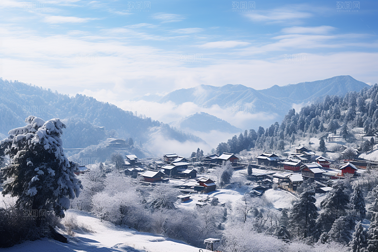 东北雪乡高清北方素材
