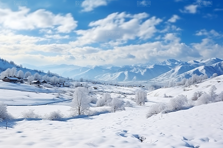 东北雪乡旅游雪景素材