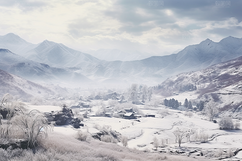 东北雪乡景区大雪素材