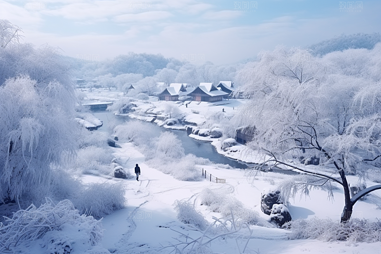 东北雪乡风光哈尔滨素材