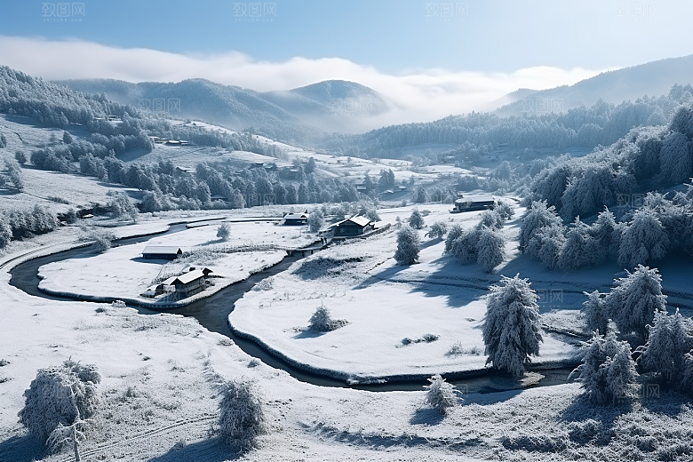 东北雪乡风光高清素材