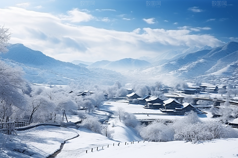 东北雪乡风光哈尔滨素材