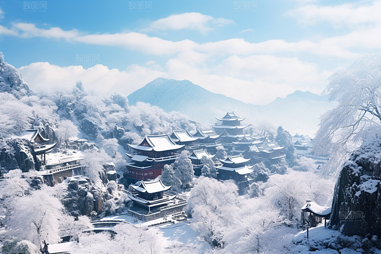 东北雪乡大雪景区素材