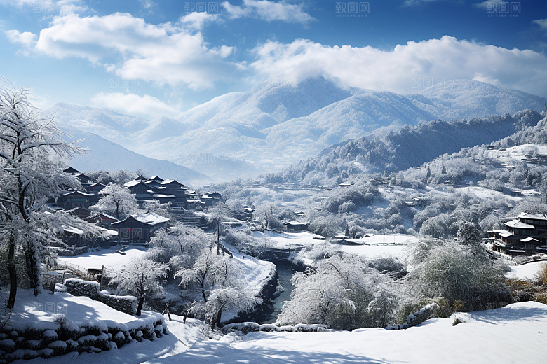 东北雪乡雪景北方素材