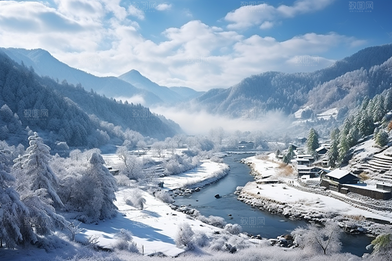 东北雪乡哈尔滨雪景素材