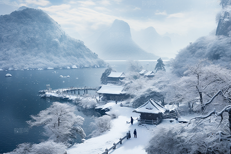 东北雪乡景区高清素材