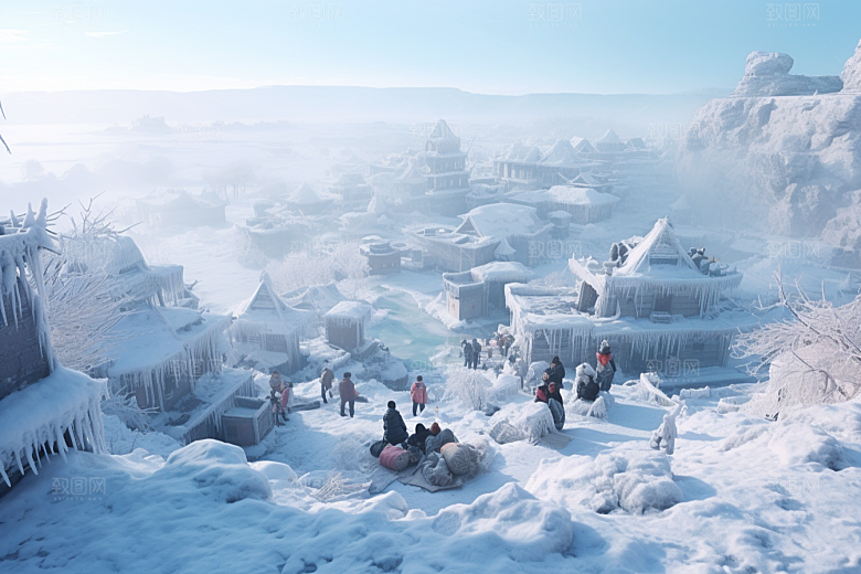 东北雪乡大雪哈尔滨素材
