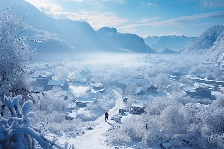 东北雪乡大雪旅游素材