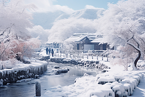 东北雪乡风光景区素材