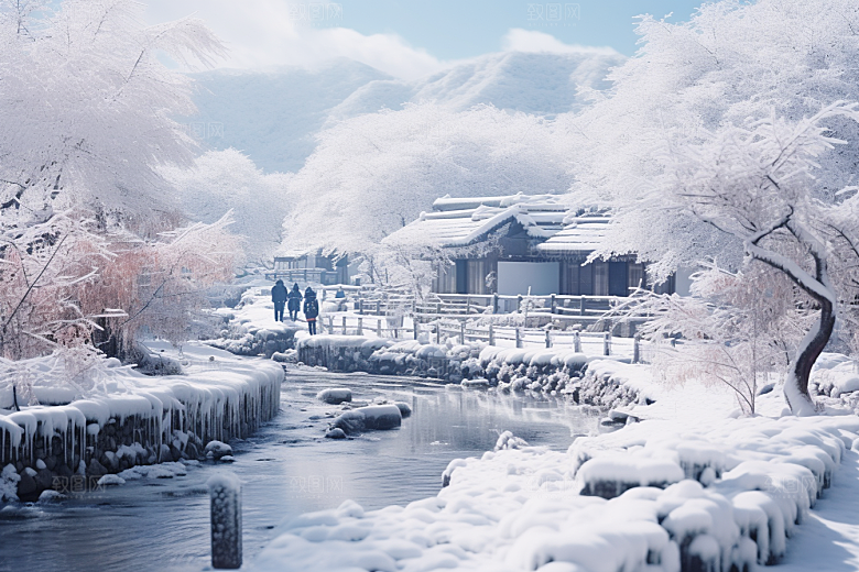 东北雪乡风光景区素材