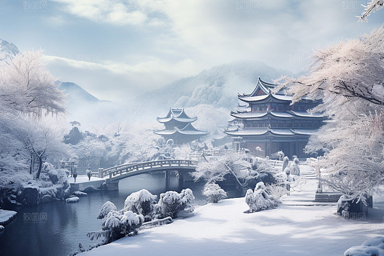 东北雪乡风光雪景素材