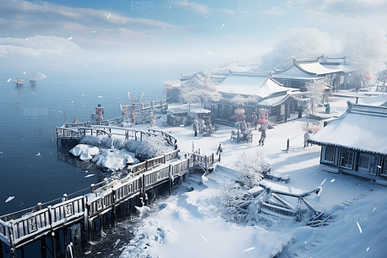 东北雪乡景区雪景素材