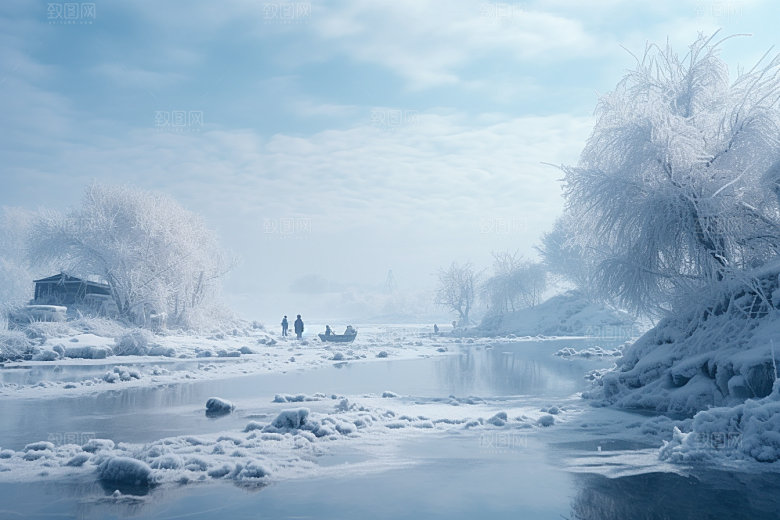 东北雪乡雪景风光素材