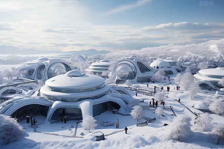 东北雪乡雪景旅游素材