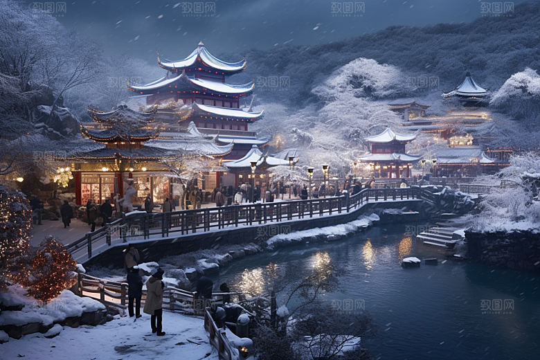 东北雪乡风光大雪素材