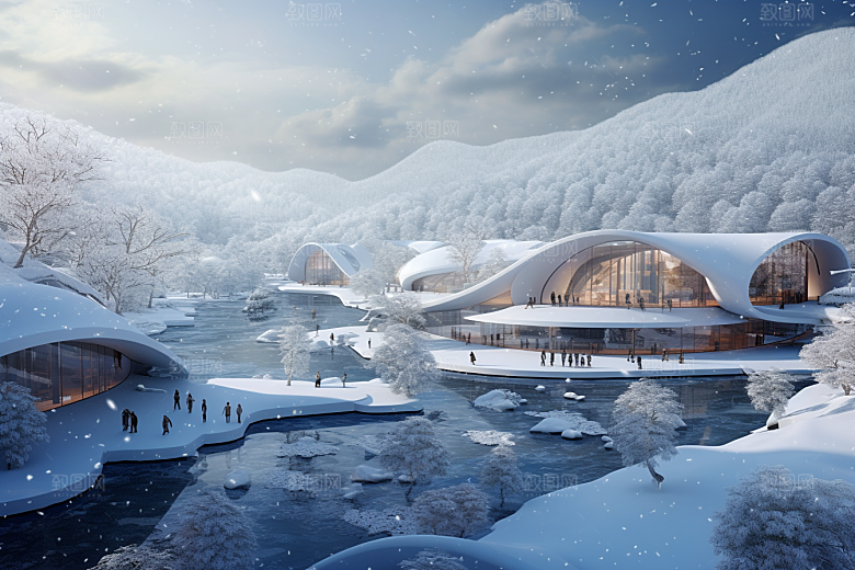 东北雪乡大雪景区素材