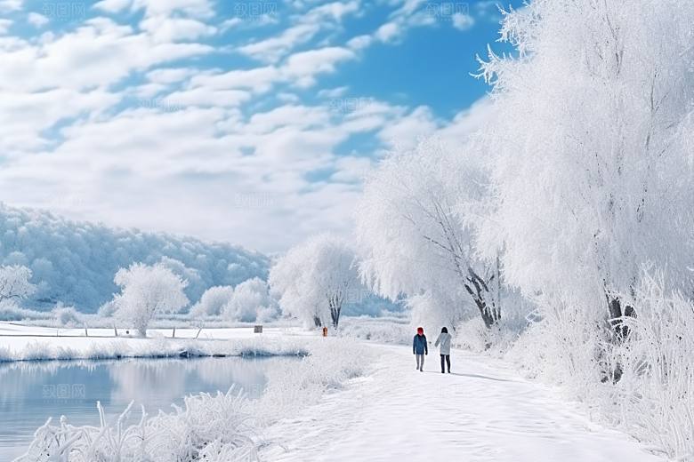 东北雪乡雪景北方素材