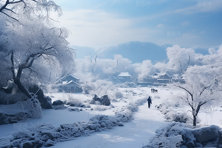 东北雪乡高清大雪素材