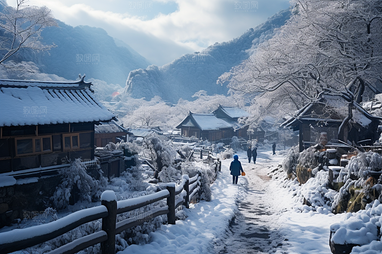 东北雪乡高清北方素材