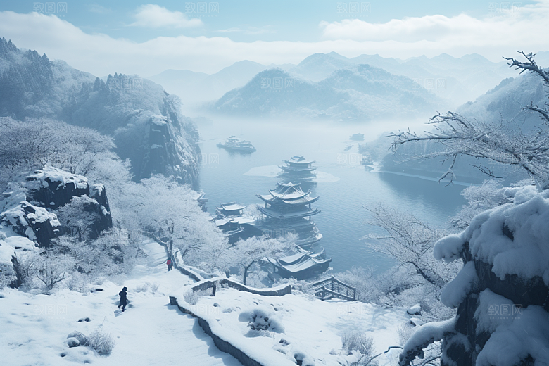 东北雪乡风光大雪素材