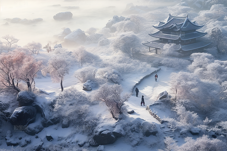 东北雪乡高清北方素材