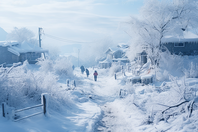东北雪乡景区雪景素材