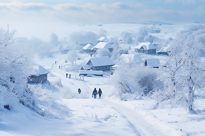 东北雪乡旅游大雪素材