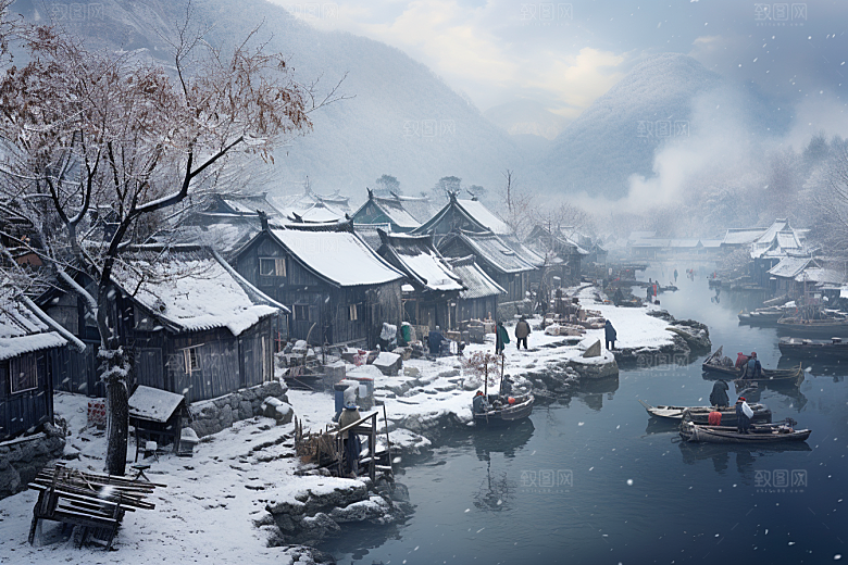 东北雪乡旅游景区素材