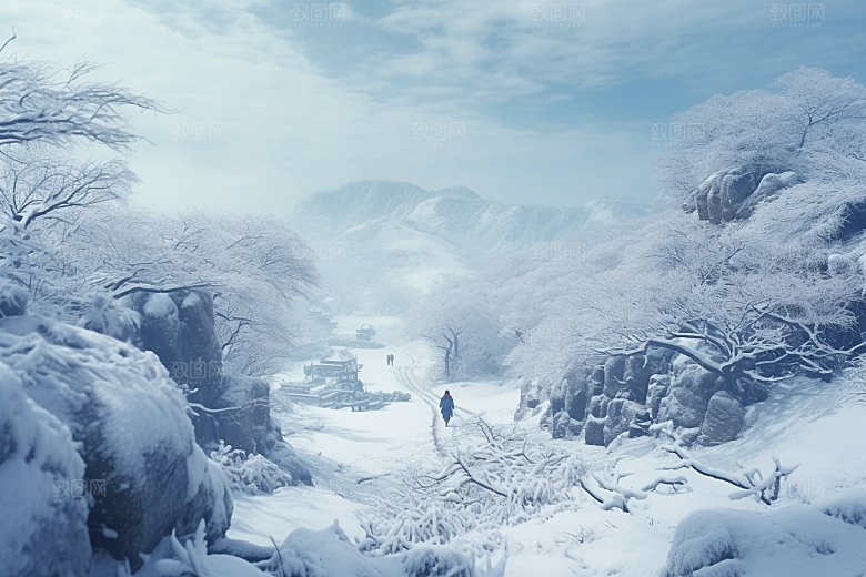 东北雪乡雪景旅游素材