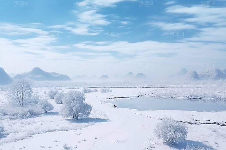 东北雪乡雪景大雪素材