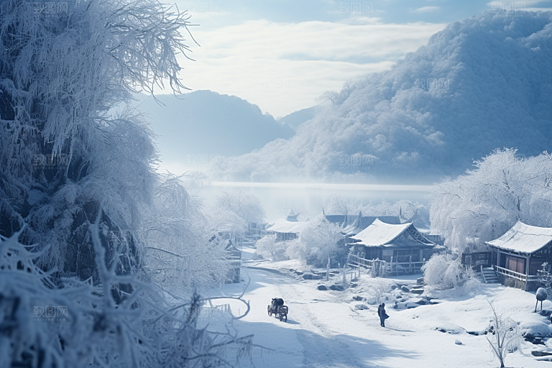 东北雪乡景区北方素材