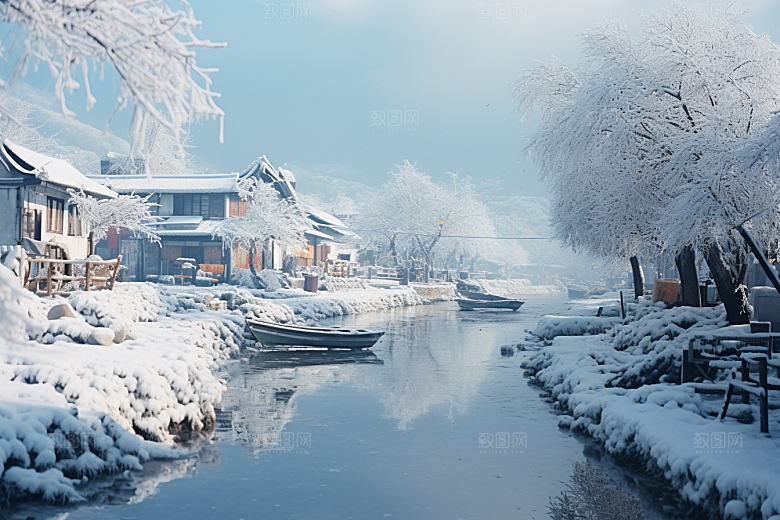 东北雪乡雪景大雪素材