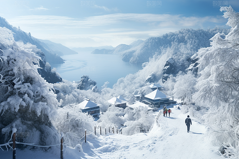 东北雪乡雪景大雪素材