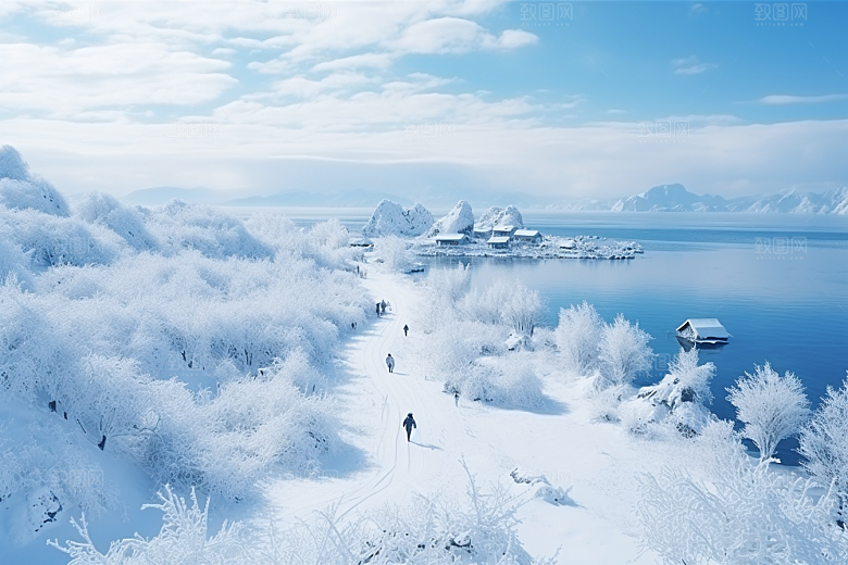 东北雪乡雪景景区素材
